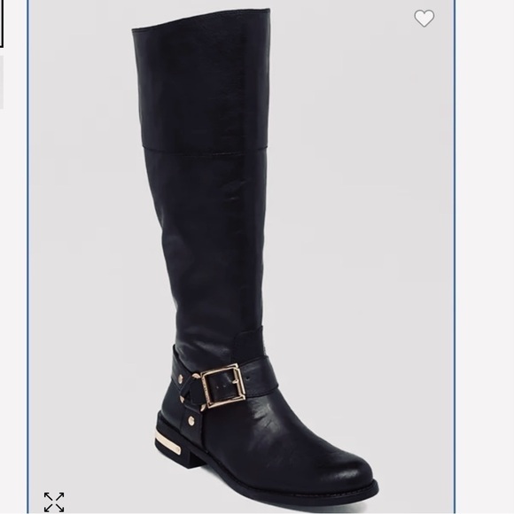 VINCE CAMUTO Tall‎ Riding Boots Kallie Harness Sz 9M/39 NWOT Black Never Worn - Picture 1 of 12